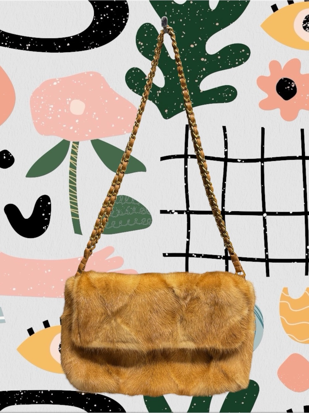 Bloomingdale’s | Genuine Mink Fur Shoulder Bag with Chain and Leather Straps